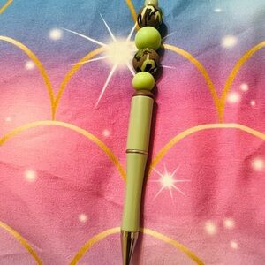 Green and Gold Beaded Pen